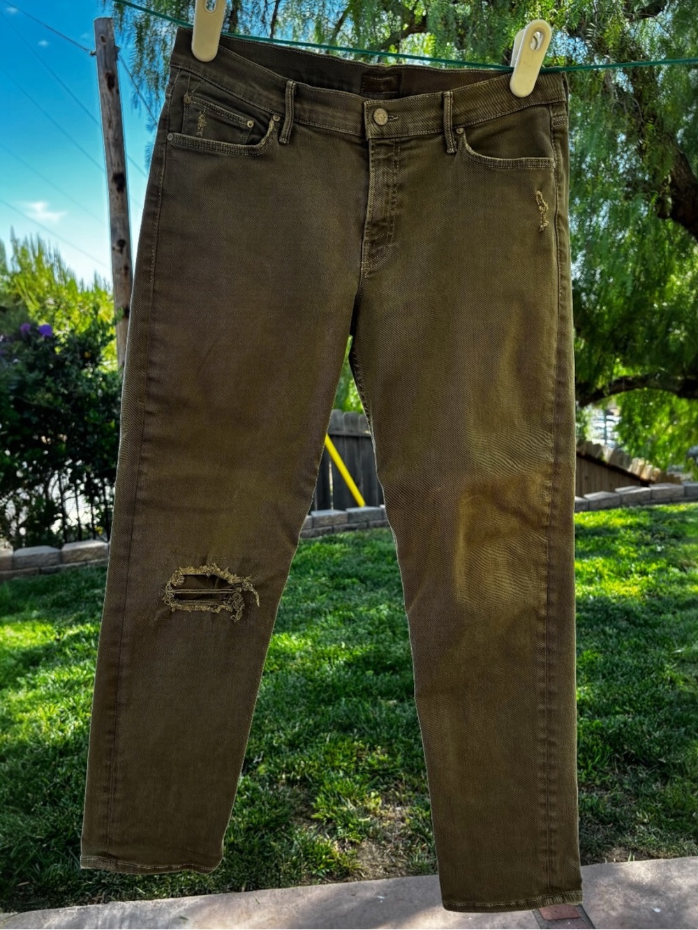 MOTHER 'The Dropout' Boyfriend Jeans in Blow Out (Moss Green)  (29)